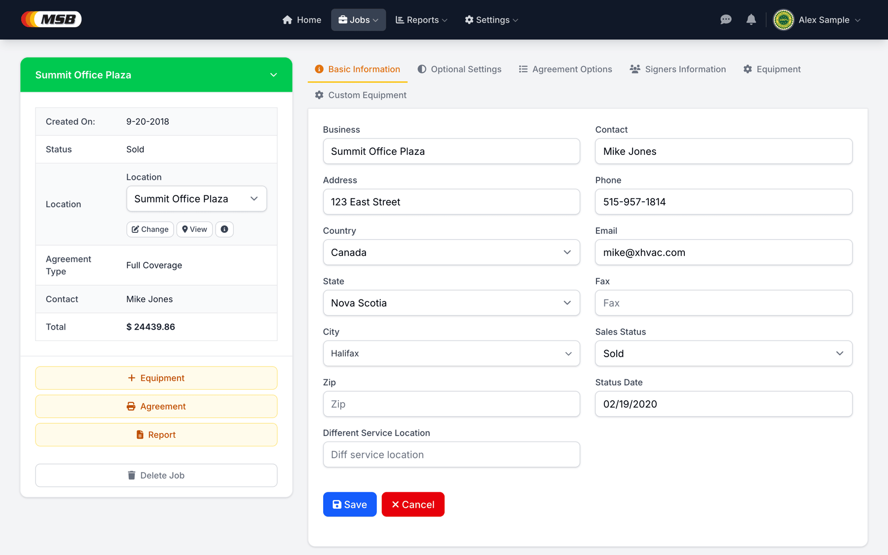 MSB job management interface